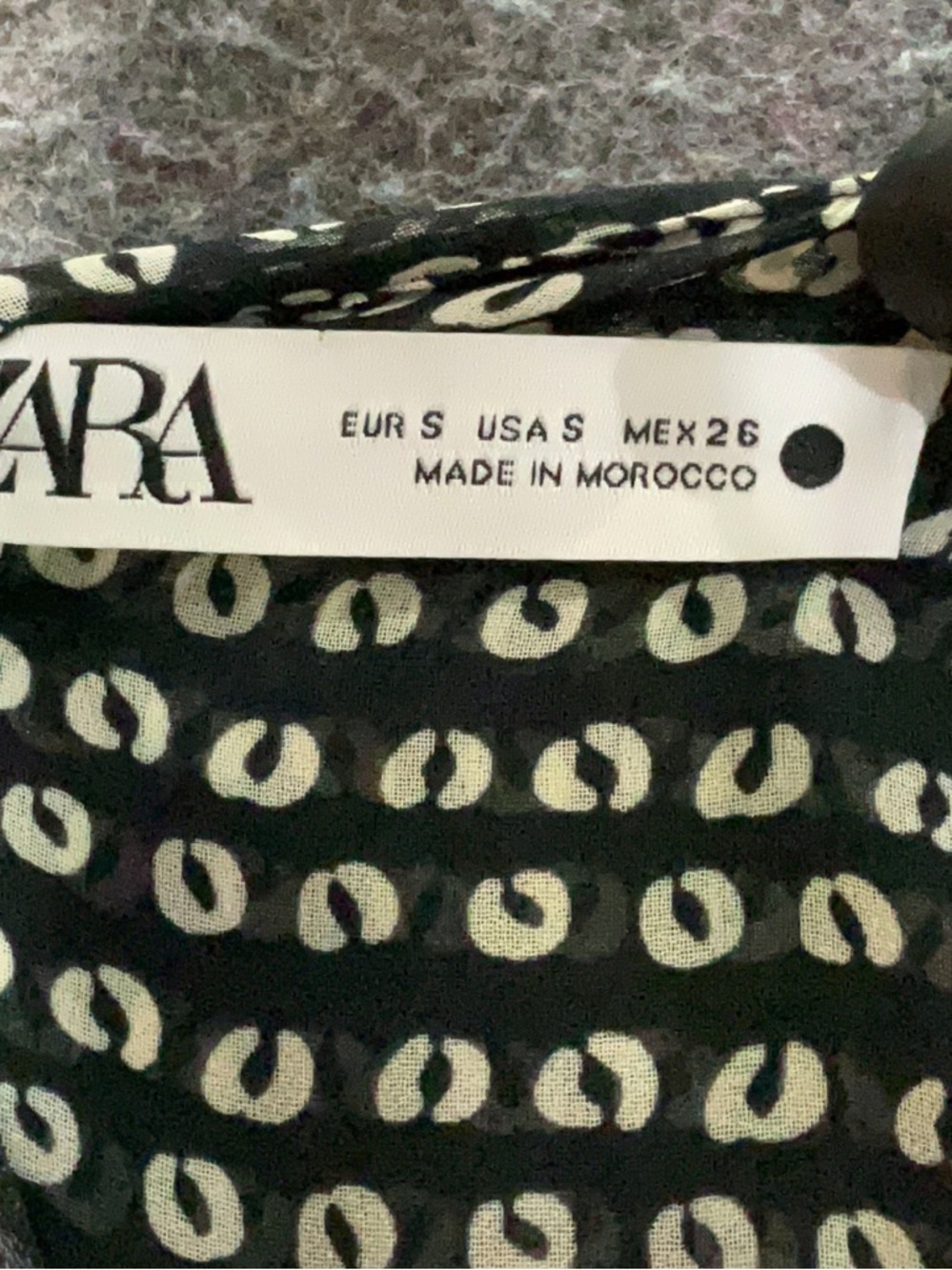 Zara Draped Mini Dress Black Polka Dot Ruched Sheer Sleeve V Neck Small NWT - Picture 5 of 6